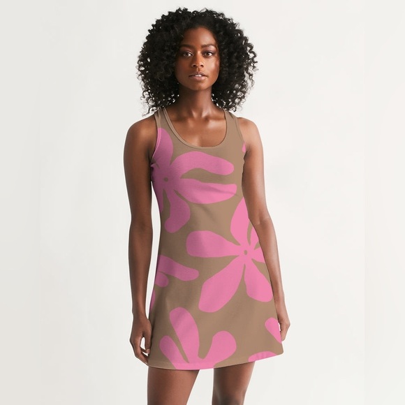harlow & Lloyd Dresses & Skirts - Harlow & Lloyd Y2K Pink Brown Floral Racerback Mini Dress Delia’s Style XS